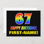 67e verjaardag: Vet, Vun, Eenvoudig, Regenboog 67 Briefkaart (Voorkant / Achterkant)
