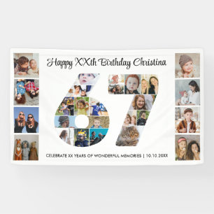 67e verjaardagsfeest Nummer 67 Fotocollage Spandoek