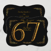 67e verjaardagsfeestje 67e, grote Gatsby, zwart & Kaart (Voorkant / Achterkant)