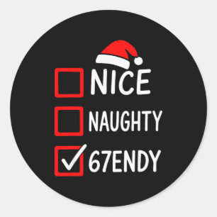 67endy kerstchecklist – 6 7 leuk stout zes  ronde sticker