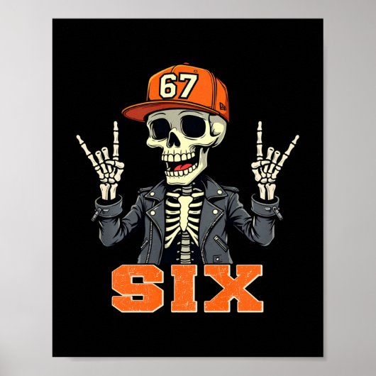 67endy Skeleton – 67 Six Seven Halloween 6 Long Sl Poster (Voorkant)