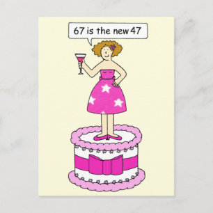 67th Birthday Humor voor haar Cartoon Lady Briefkaart