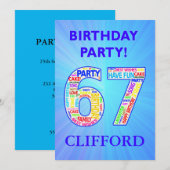 67th Birthday Party Invitation Ajouter un nom (Devant / Derrière)