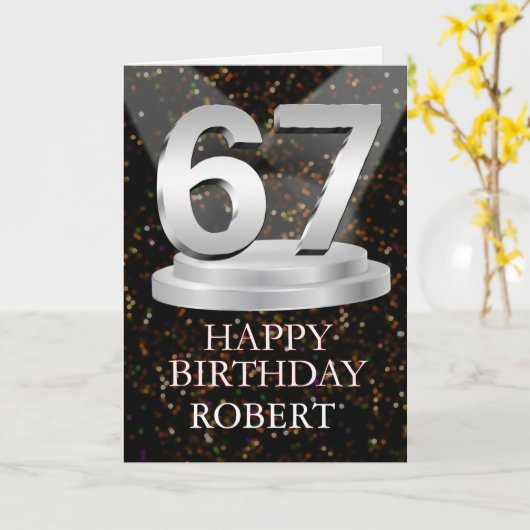 67th Birthday Spotlights Ajouter une carte de nom (Fleur jaune)