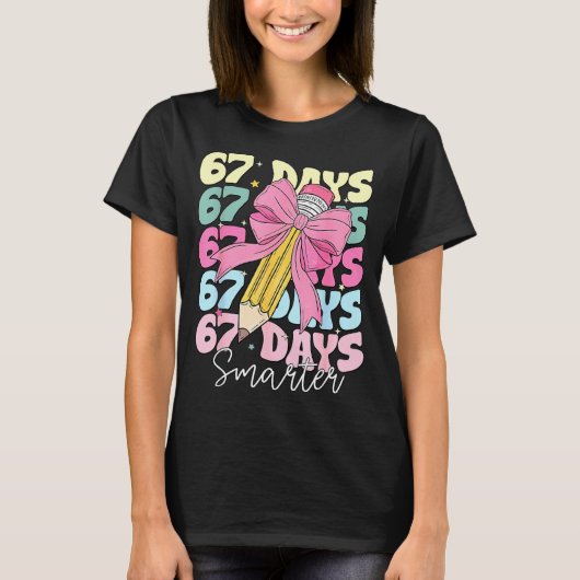 67th Day Of School 67 Days Smarter Coquette Bow Te T-shirt (Voorkant)