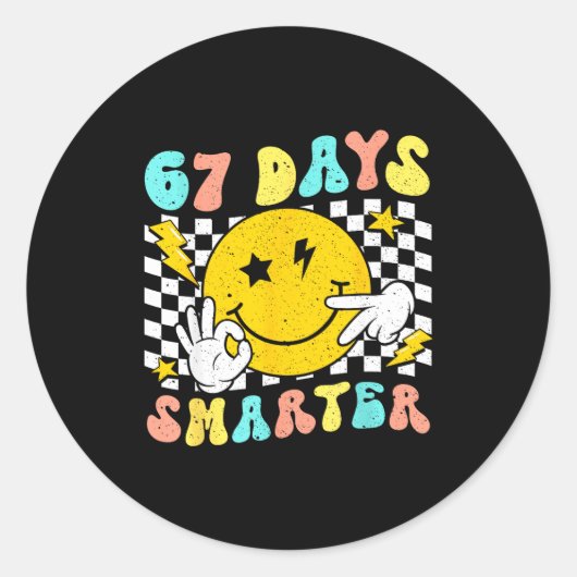 67th Day Of School Shirt 67 Days Smarter Teacher B Ronde Sticker (Voorkant)