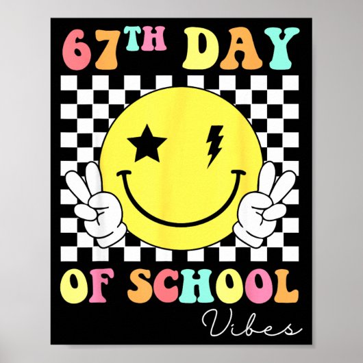 67th Day Of School Smile Face 67 Six Seven Meme Gi Poster (Voorkant)