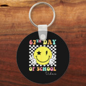 67th Day Of School Smile Face 67 Six Seven Meme Gi Sleutelhanger (Voorkant)