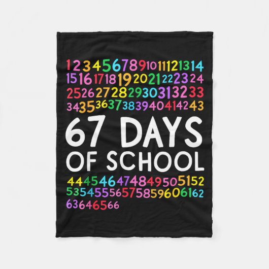 67th Day Of School Teacher Kids 67 Math Numbers 10 Fleece Deken (Voorkant)