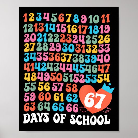 67th Day Of School Teacher Kids Funny Six Seven 10 Poster (Voorkant)