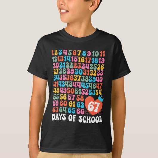67th Day Of School Teacher Kids Funny Six Seven 10 T-shirt (Voorkant)
