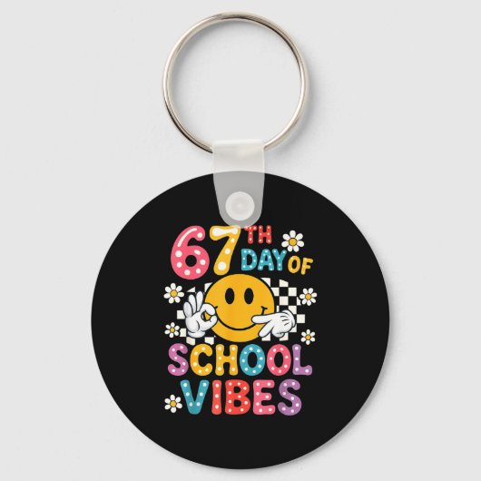 67th Day Of School Vibes 67 Meme Cute Smile Face T Sleutelhanger (Voorkant)
