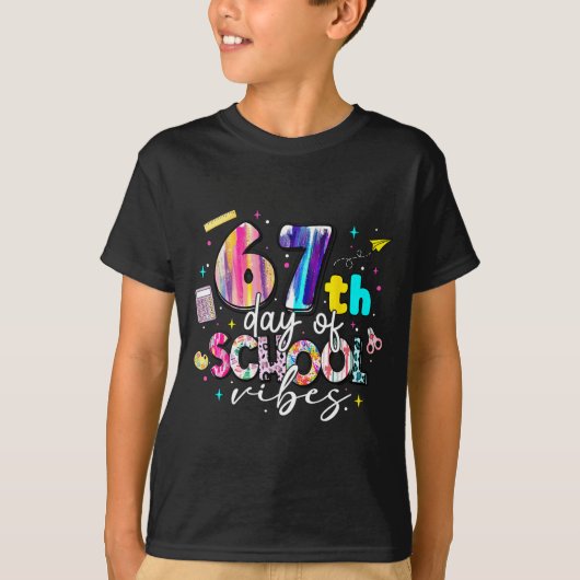 67th Day Of School Vibes Funny Six Seven 67 Studen T-shirt (Voorkant)