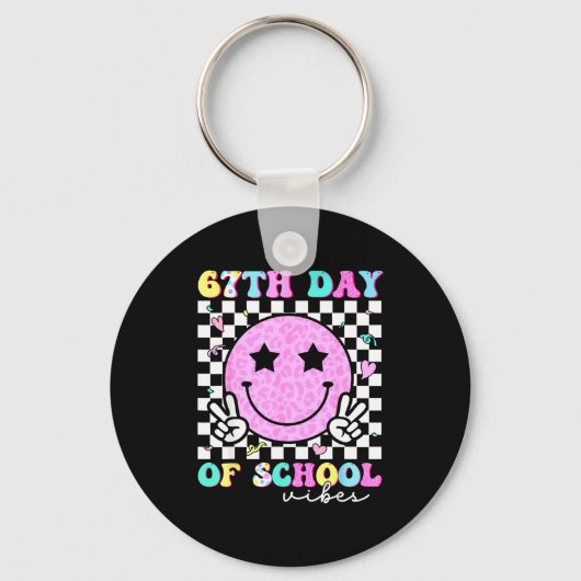 67th Day Of School Vibes Smile Face 67 Six Seven M Sleutelhanger (Voorkant)