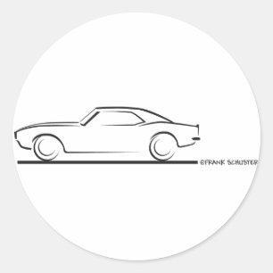 68 Camaro Hard Top BLK Ronde Sticker