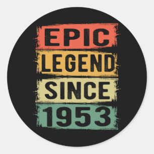 68 jaar oude dag 1953 Epic Legend 69th Birthday Ronde Sticker
