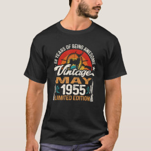 68-jarige oudere hondenjagers, geboren mei 1955 68 t-shirt