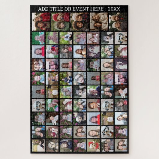 68 Square Photo Collage Grid - Aangepaste tekst -  Legpuzzel (Verticaal)