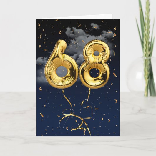 68e Anniversaire Gold Mylar Balloon et carte Confe (Devant)