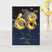 68e Anniversaire Gold Mylar Balloon et carte Confe (Fleur jaune)