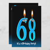 68e anniversaire Invitation de fête (Devant / Derrière)