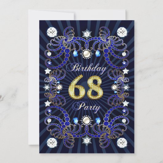 68e anniversaire invitation de fête avec des masse (Devant)