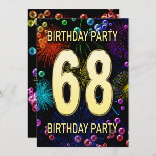 68e anniversaire Invitation fête feux d'artifice (Devant / Derrière)