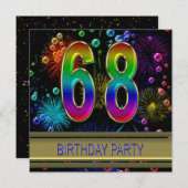 68e fête d'anniversaire Invitation avec bulles (Devant / Derrière)