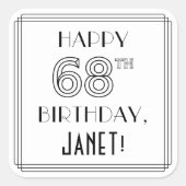 68E MAANDAG, Art Deco Style, aangepaste naam Vierkante Sticker (Voorkant)