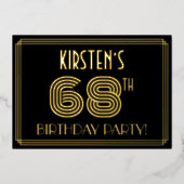 68e verjaardag — Art Deco Style "68" + Naam Folie Uitnodiging (Voorkant)