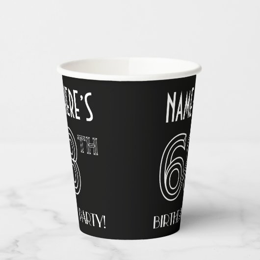 68e verjaardag: Art Deco Style + aangepaste naam Papieren Bekers (Links)