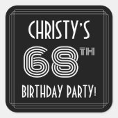 68e verjaardag: Art Deco Style en aangepaste naam Vierkante Sticker (Voorkant)