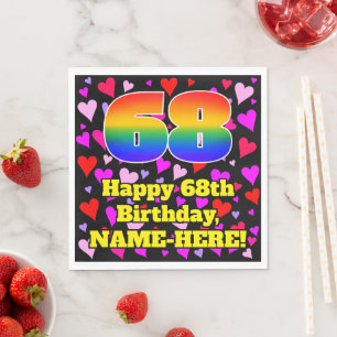 68e verjaardag: Beeldende hartenpatronen, regenboo Servet