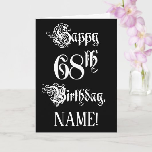 68e verjaardag: Fancy, elegant script + aangepaste Kaart (Orchidee)