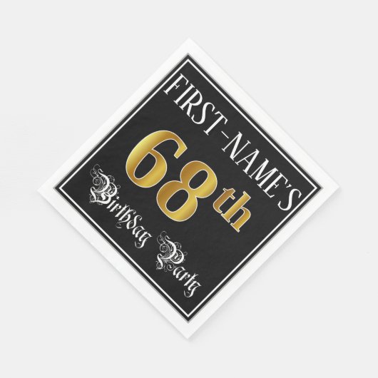 68e verjaardag — Fancy script, Faux Gold look Servet (Hoek)