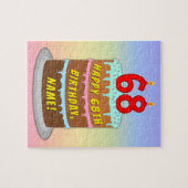 68e verjaardag: Fun Cake and Candles + Custom Name Legpuzzel (Horizontaal)