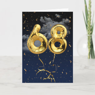68e verjaardag Gold Mylar ballon en Confetti Card Kaart