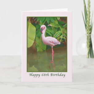 68e verjaardag Kaart met roze flamingo