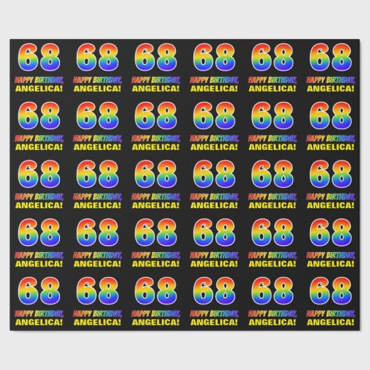 68e verjaardag: Vet, Vun, eenvoudig, regenboog 68 Cadeaupapier (Zoom)