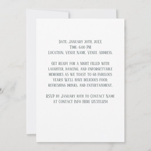 68e verjaardagsfeest Custom Photo Lijst Kaart (Achterkant)