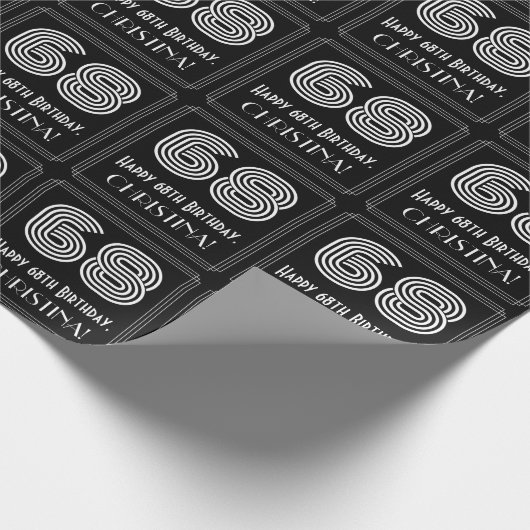 68ste verjaardag: Art Deco geïnspireerd look "68" Cadeaupapier (Hoek)