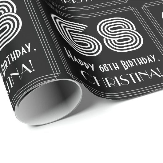 68ste verjaardag: Art Deco geïnspireerd look "68" Cadeaupapier (Rol Hoek)