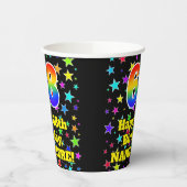 68ste verjaardag: Fun Stars Pattern en Rainbow 68 Papieren Bekers (Links)