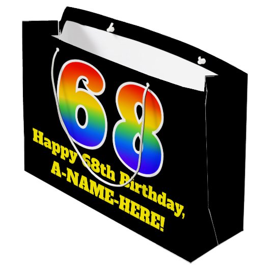 68ste verjaardag ~ Leuk, Kleurrijk, Levendig, Rege Groot Cadeauzakje (Achterkant Gekanteld)