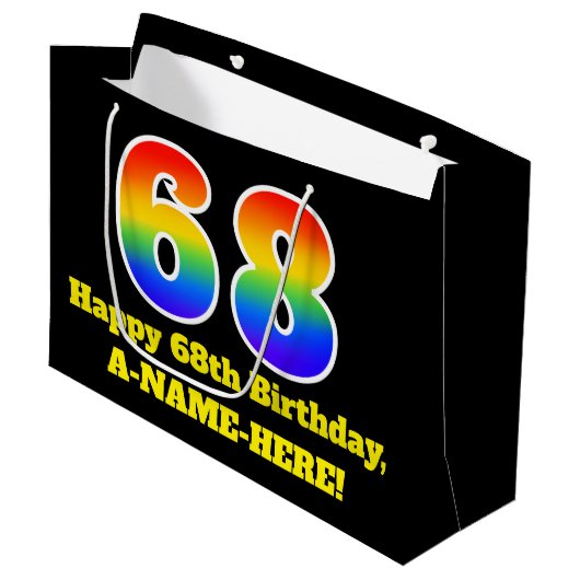 68ste verjaardag ~ Leuk, Kleurrijk, Levendig, Rege Groot Cadeauzakje (Voorkant Gekanteld)