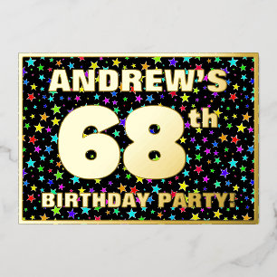 68ste verjaardag van de geboorte - Fun, kleurrijk  Folie Uitnodiging