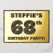 68ste verjaardag van de geboorte - Vette, houten g Folie Uitnodiging (Voorkant)