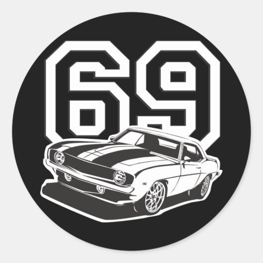 69 Camaro Ronde Sticker (Voorkant)