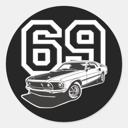 69 Fastback Ronde Sticker (Voorkant)