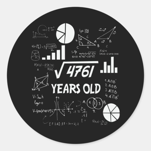 69 jaar oude Bday Wiskunde Teacher 69ste verjaarda Ronde Sticker (Voorkant)
